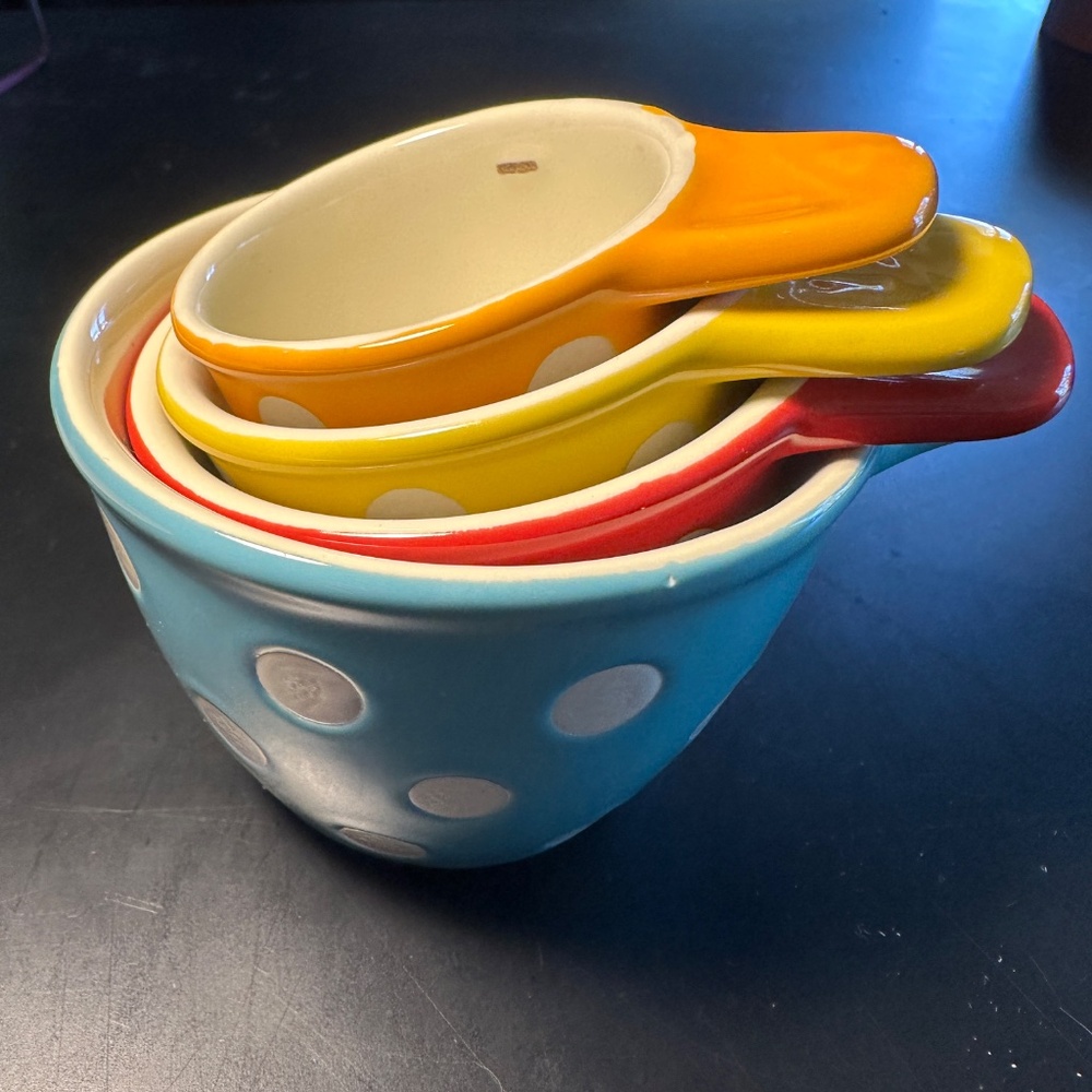 Bright Colored Poka Dot Ceramic Measuring Cups